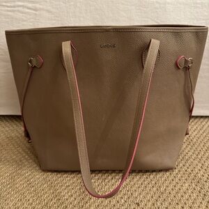 Lodis Tan Tote with Pink Accents